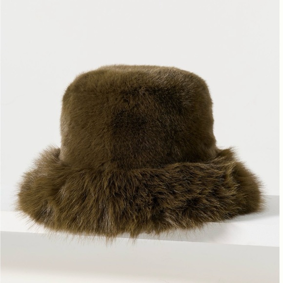 Anthropologie faux fur Plush Brown Bucket Hat main image 6